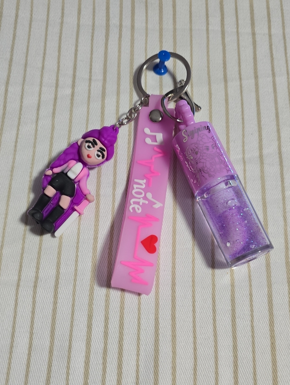 Kpop Demon Hinters Keychain with Two Fashion Doll ,strap,lip Gross